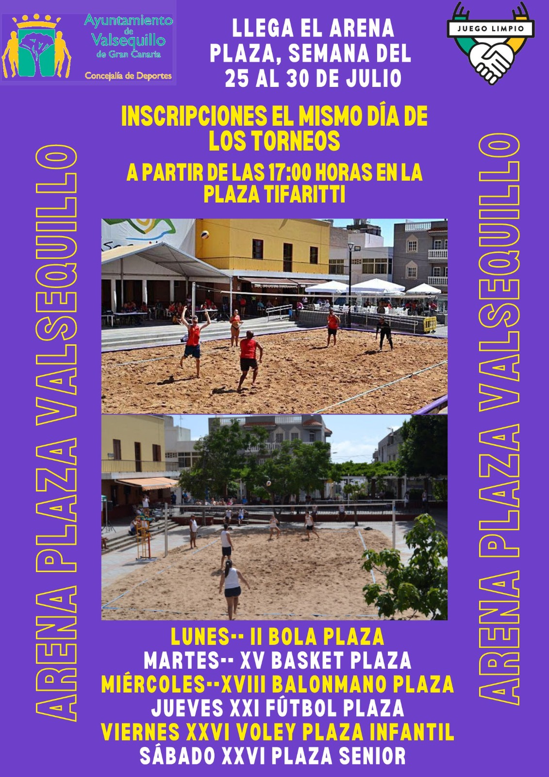 Cartel de actividades del Arena Plaza